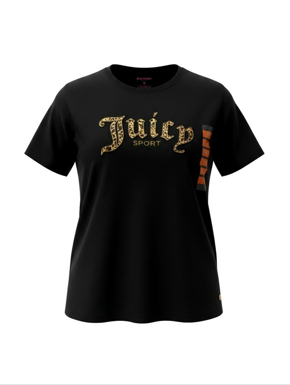 Juicy Couture Sport Black T-Shirt with Gold Leopard Logo - NWT - Medium